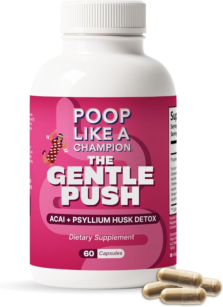 Bir Champion Constipation Relief Capsules - Acai, Psyllium Husk, Ginger Root, Chlorella, Prebiyotik, 60 Capsules, Supports Bowel Hareketi, Gut Health Supplements