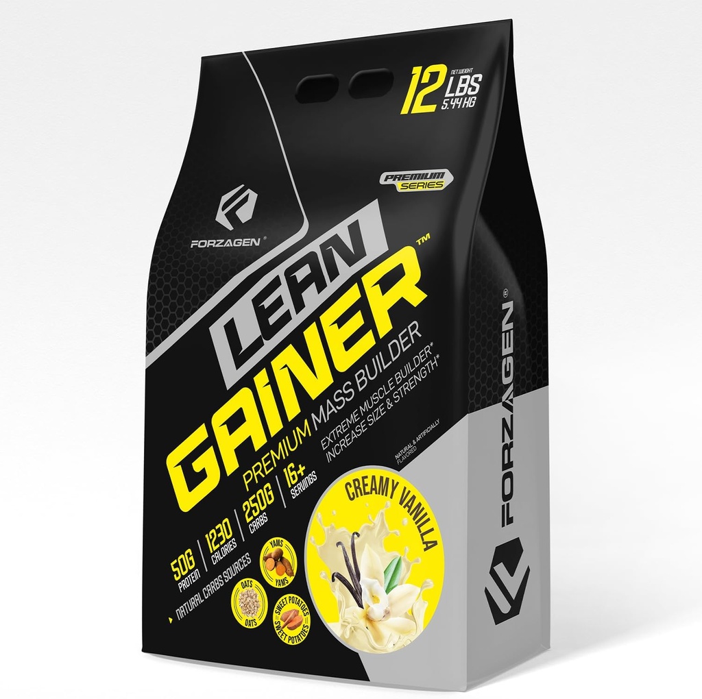 Forzagen Lean Winer Premium Mass Builder | Erkek ve Kadınlar için Kitlesel Kazanan Protein Toz (12 Lbs, Creamy Vanilla)