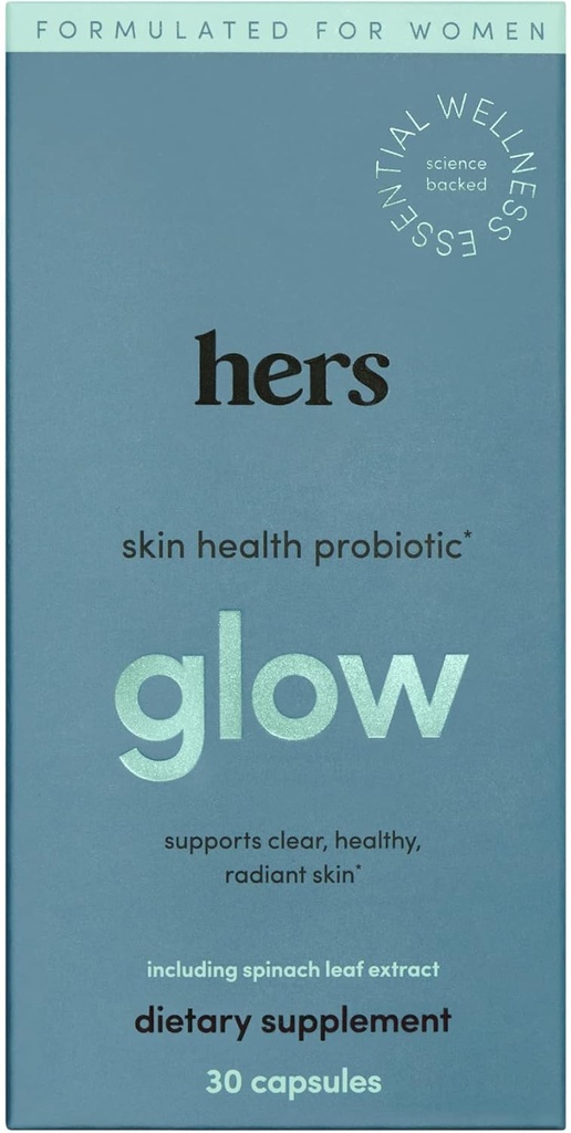 Hers Glow Supplement - Women's Probiyotik Supplement for Skin - Supports Clear, Radiant Skin - Gluten Free, Non-GMO, Vegetarian - 30 Capsules