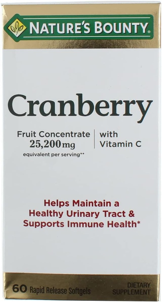 Nature's Bounty Cranberry Diyetary Supplement 60 Soft Gels (Brook of 12)