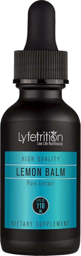 Lyfetrition Organic Lemon Balm 540 mg, 4 Oz Liquid, 220 ABD'de yapılan, Hızlı Aborpsiyon, Kalite Potent Malzemeler, Üçüncü Taraflı Testler, Non-GMO, GMP sertifikalı, Cruelty-Free Products