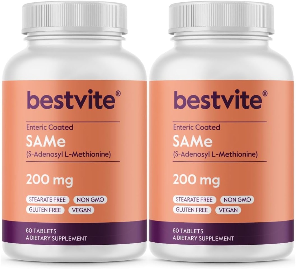 BESTVITE SAM-e 200mg (120 Tablets)(60 x 2) Premium Ingredient from Italy