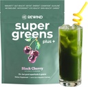 Super Greens Toz 50 + Superfoods - The Whole Family için Günlük Yeşil Su - Lezzetli Yeşil Toz İçilir – Black Cherry Flavor - 10 Hizmet