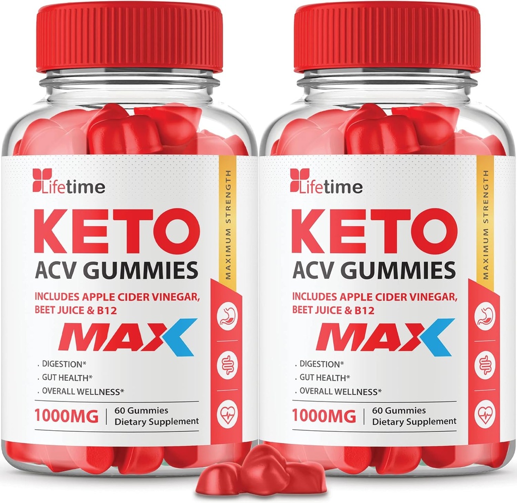 (2 Pack) Lifetime Keto Max Gummies - Επίσημη Φόρμουλα, Vegan, Non GMO - Lifetime Keto Plus acc Gummies, Life Time Gummies με Gummies Lifetime, Vitamin B12, Beet Root, Ρόδι (60 Gummies)