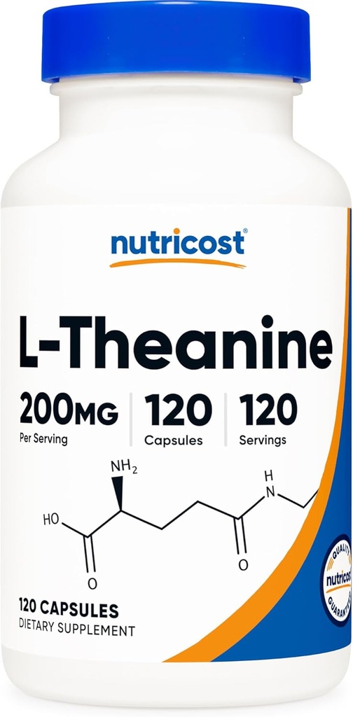 Nutricost L-Theanine 200 mg, 120 Capsules, Double Strength - Non-GMO, Gluten Free