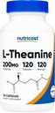 Nutricost L-Theanine 200 mg, 120 Capsules, Double Strength - Non-GMO, Gluten Free