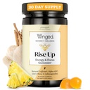 Winged Wellness Rise Up, Energy & Focus Gummies for Women - Daily Brain Boost Gummy Supplement with Natural Caffeine, Ashwagandha, B12, Nootropics Alpha-GPC & Lion's Mane - Pineapple, 60 Gummies
