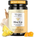 Winged Wellness Rise Up, Energy & Focus Gummies for Women - Daily Brain Boost Gummy Supplement with Natural Caffeine, Ashwagandha, B12, Nootropics Alpha-GPC & Lion's Mane - Pineapple, 60 Gummies