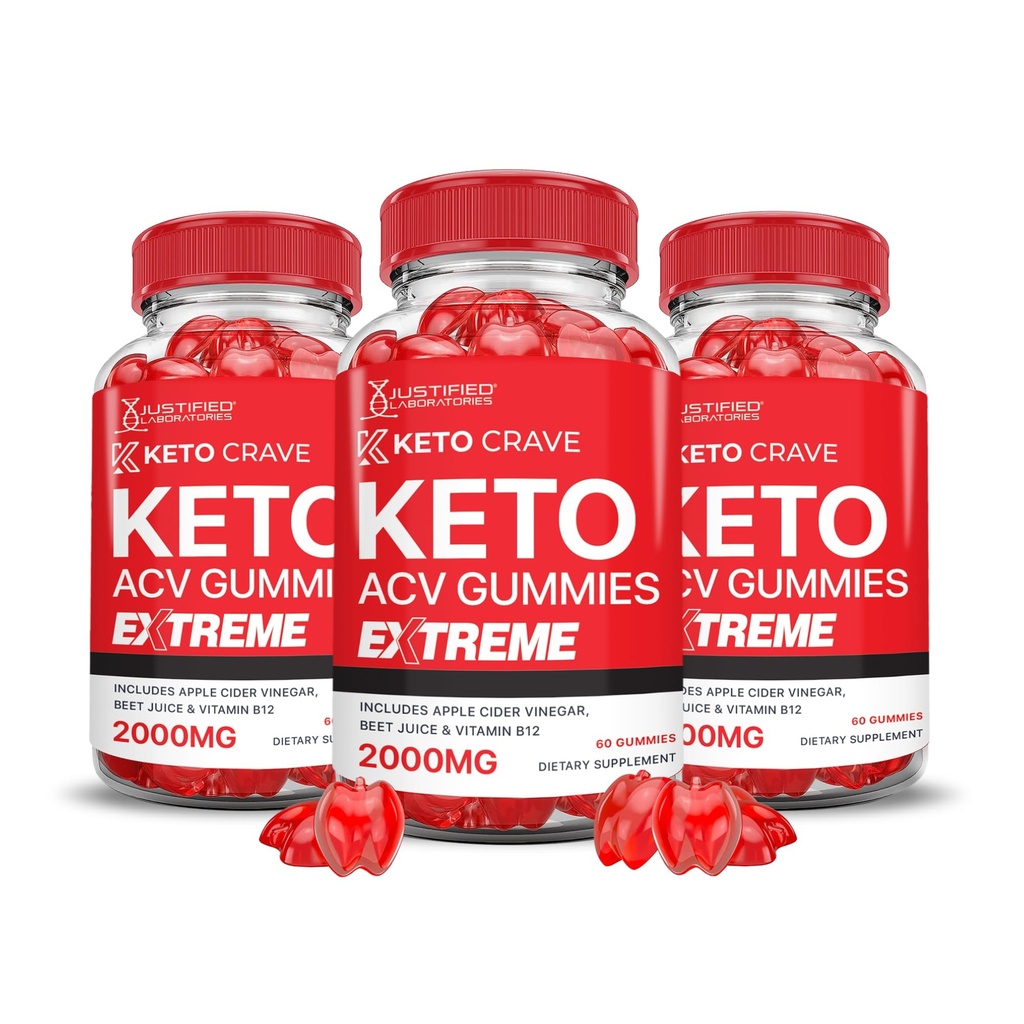 Justified Laboratories (3 Pack Keto Crave Chem ACV Gummies Extreme 2000MG Chem Crave Keto Gummies Advanced Formula Apple Cider Vinegar with Pomegranate Beet Juice B12 Vegan Non GMO 180 Gummys