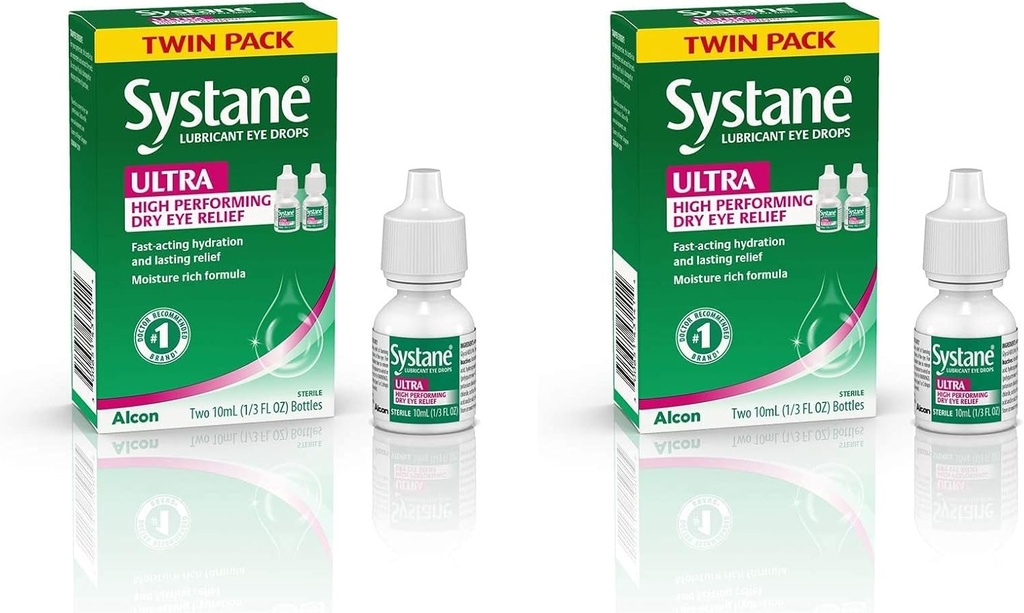 Systane Ultra Lubricant Eye Drops, Kuru Eye, Twin Pack, 10mL Every (Pack of 2)