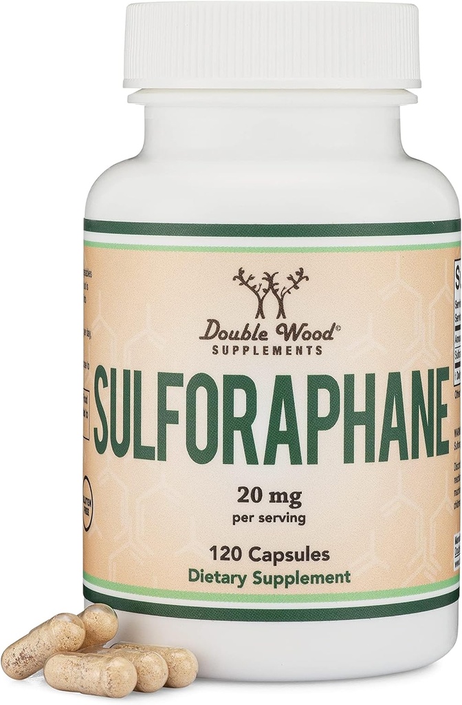 Sulforaphane Supplement - hizmet başına 20 mg of Sulforaphane (120 Capsules) Potent Broccoli Extract for Health Aging (Derived from Broccoli Sprouts, Vegan Safe) Tarafından Double Wood