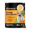 Antivirüs Skin Health – Alerji Itch Relief & Immune Support Chews with Fish Oil, Probiyotiks, & Vitamin E - Normal Shedding'i azaltmaya yardımcı olur, Soothe Hassas Skin, & Digestive Health (Salmon Flavor, 90 Ct)