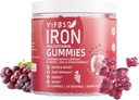Demir Gummies Sugar Free, 120 Gummies Iron Supplement for Women Multivitamin with Iron, Vitamins & Çinko for Women, Men & Kids- Grape Flavor, Vegan Tamam, Enerji için Folate