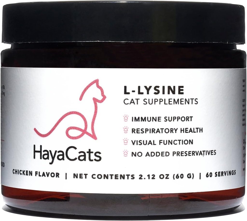Kediler için HayaCats L-Lysine Toz – Immune & Respiratory Desteği – Vet Formulated Supplement with Chicken Liver – Made in USA – 60 Services