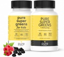 Super Greens Multivitamin Gummies for Kids and Yetişkinler - Immune Support and Digestive Supplements - A, B, C, E, K - Vegan Chewables with 30 Superfoods (2 Şişeler, 60 Count Her)