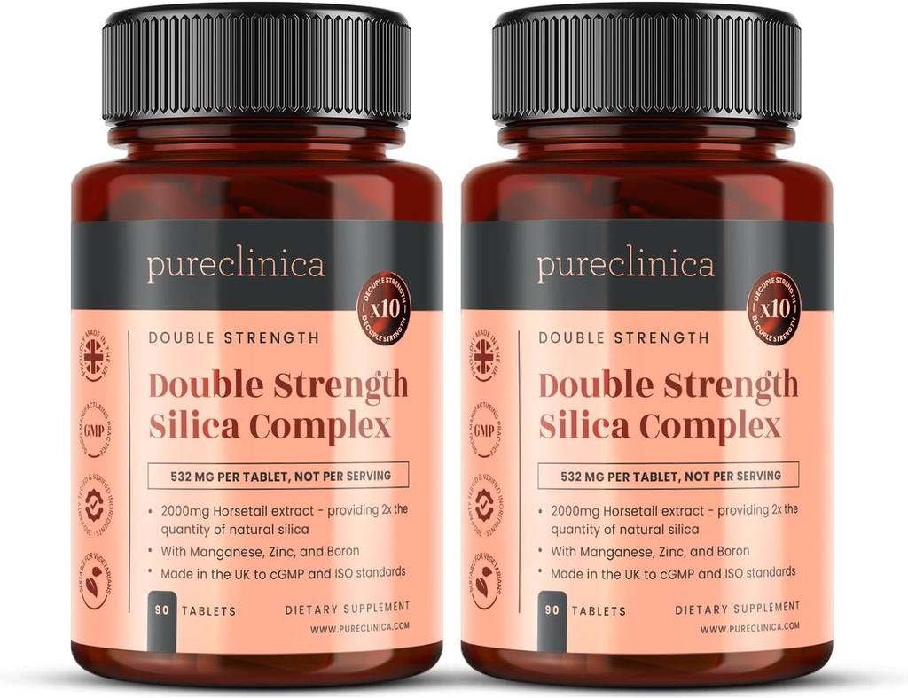 Διπλή δύναμη Silica Complex - 6 Μήνας Προμήθεια! (2000mg εκχύλισμα Horsetail x 180 δισκία( 2 μπουκάλια 90))