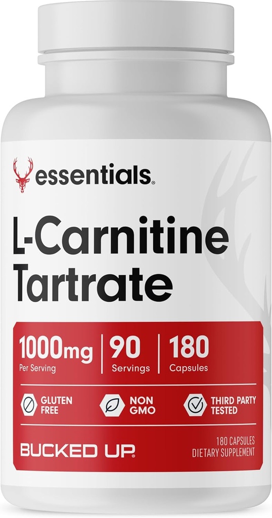 Bucked Up L-Carnitine Tartrate 1000 mg, Essentials (90 Hizmet, 180 Capsules)