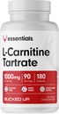Bucked Up L-Carnitine Tartrate 1000 mg, Essentials (90 Hizmet, 180 Capsules)