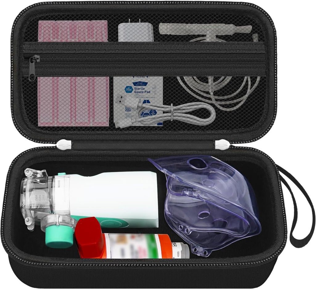 Yetişkinler ve Çocuklar için Portre Nebulizer Machine için Seyahat Davası, Asthma Inhaler çantayı taşır, Inhaler Spacer Storage Case Organizer, El Mem Atomizer Machine Holder, Black (CASE)