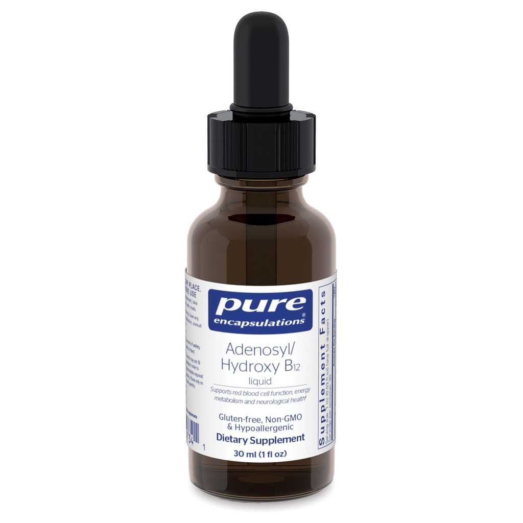 Saf Encapsulations Adenosyl/Hydroxy B12 Sıvı 30 mL - Enerji Metabolism & Nörolojik Sağlık* - Beyin Desteği için * - Gluten Free - Vegan - 1 Fl Oz Oz