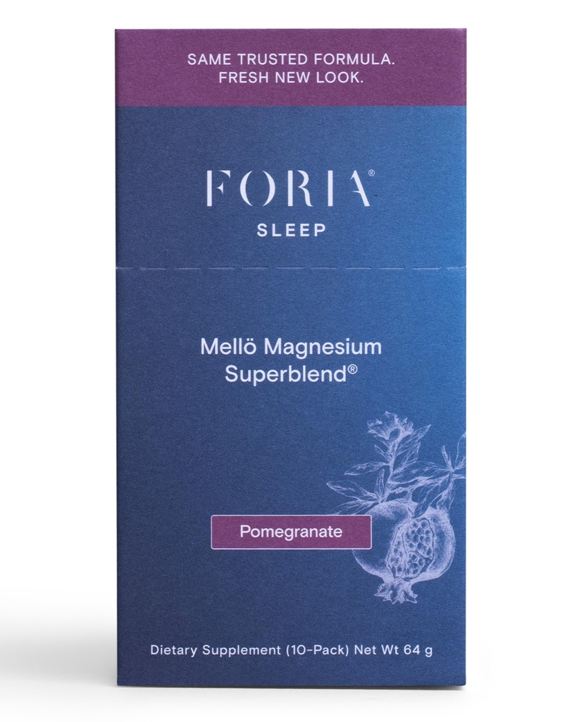 Mellö Magnesium Supplement Superblend Powder - Μαγνήσιο Γλυκινικό με L-Θεανίνη, GABA, και Trace Minerals - Υποστηρίζει τον ύπνο, χαλάρωση, και ισορροπημένη ενέργεια - Ρόδι Γεύση, 10-Pack, Singles