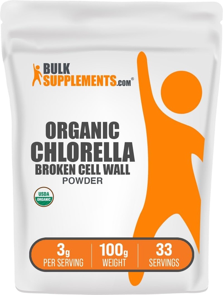 BulkSupplements.com Organik Chlorella Toz - Kırık Hücre Duvar, Yeşil Superfood Toz, Chlorella Supplement - Gluten Free, 3g per Service, 100g (3.5 oz) (Pazar 1)