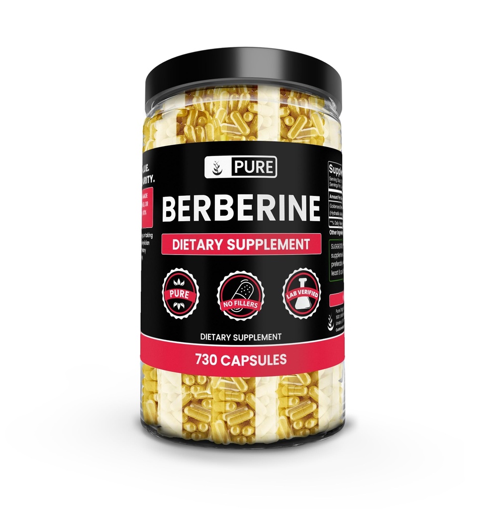 PURE ORIGINAL INGREDIENTS Berberine (730 Capsules) Magnezyum Or Rice Fillers, Always Pure, Lab TY