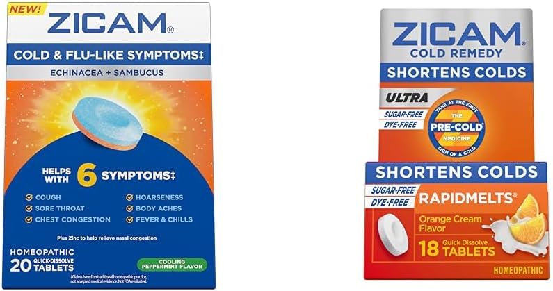 Zicam Cold & Flu 20 Tablet Ultra Soğuk Remedy Hızlımelts 18 Kont Homeopatik Çinko Soğuk Kısaltıyor