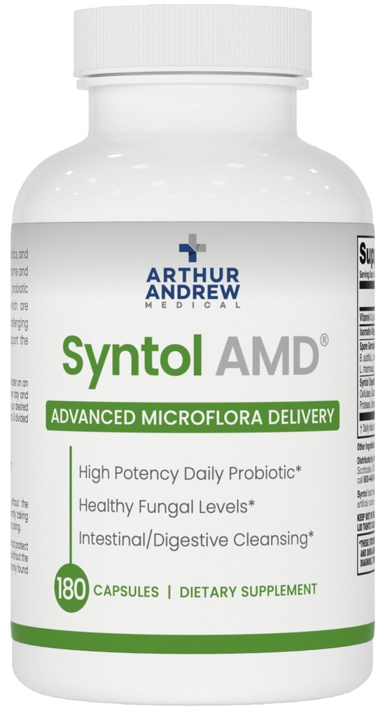 Arthur Andrew Medical, Syntol, 3in-1 Formula Probiyotiks, Prebiyotik Fiber & Yeast Cleansing Multi-Enzymes, 180