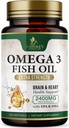 Ωμέγα 3 Fish Oil Συμπληρώματα 2400 mg - Triple Strength Omega3 - EPA & DHA με Απαραίτητα Λιπαρά Οξέα - Φυσικό Ανοσοποιητικό, Εγκεφαλικό & Καρδιά Υγεία - Burpless, Λεμόνι Γεύση, Άγρια Αρπαγή - 120 Softgels