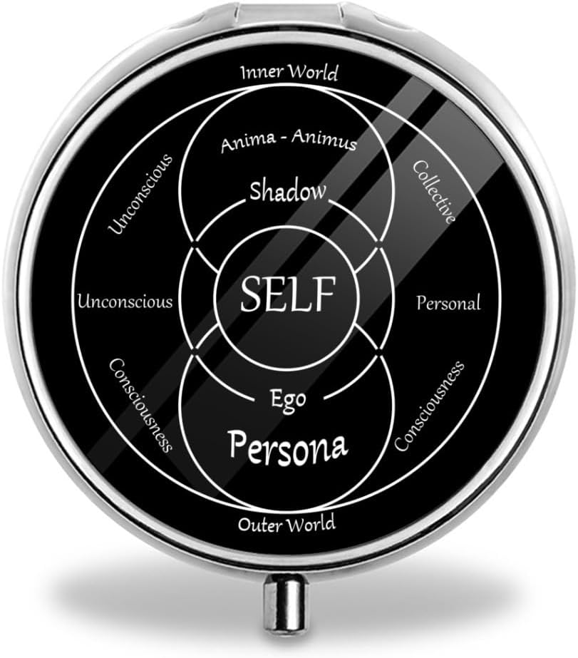 Duyguların ve Duyguların Tekerlekleri - 3-Compartment Round Pill Organizer - Portreatif, Güvenli, paslanmaz Çelik Tıp Pill Box - Seyahat için Mükemmel, Vitaminler, Küçük Pills