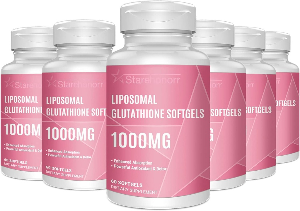 Λιποσωμική Γλουταθειόνη Softgels 1500MG, Μειωμένο συμπλήρωμα γλουταθειόνης με βιταμίνη C, Καλύτερη απορρόφηση, Μη ΓΤΟ Ισχυρό Αντιοξειδωτικό για Υγιή Γήρανση, Αποτοξίνωση, Ανοσοποιητική Υγεία, 360 Softgels
