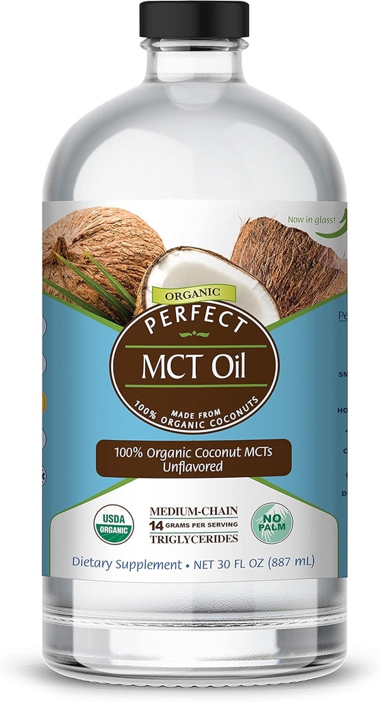 Mükemmel Supplements - Mükemmel MCT Oil - 30oz - Organik Piramit MCTs Unflavored Oil - Vücut ve Beyin için Sürdürülebilir Enerjiyi Güçlendiriyor