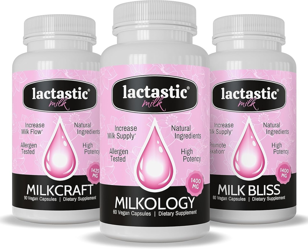 Lactastic® Perfect Start Bundle - High Potency Organic Lactation Supplements - Milkology, Milkcraft & Milk Bliss - 210 Vegan Capsules