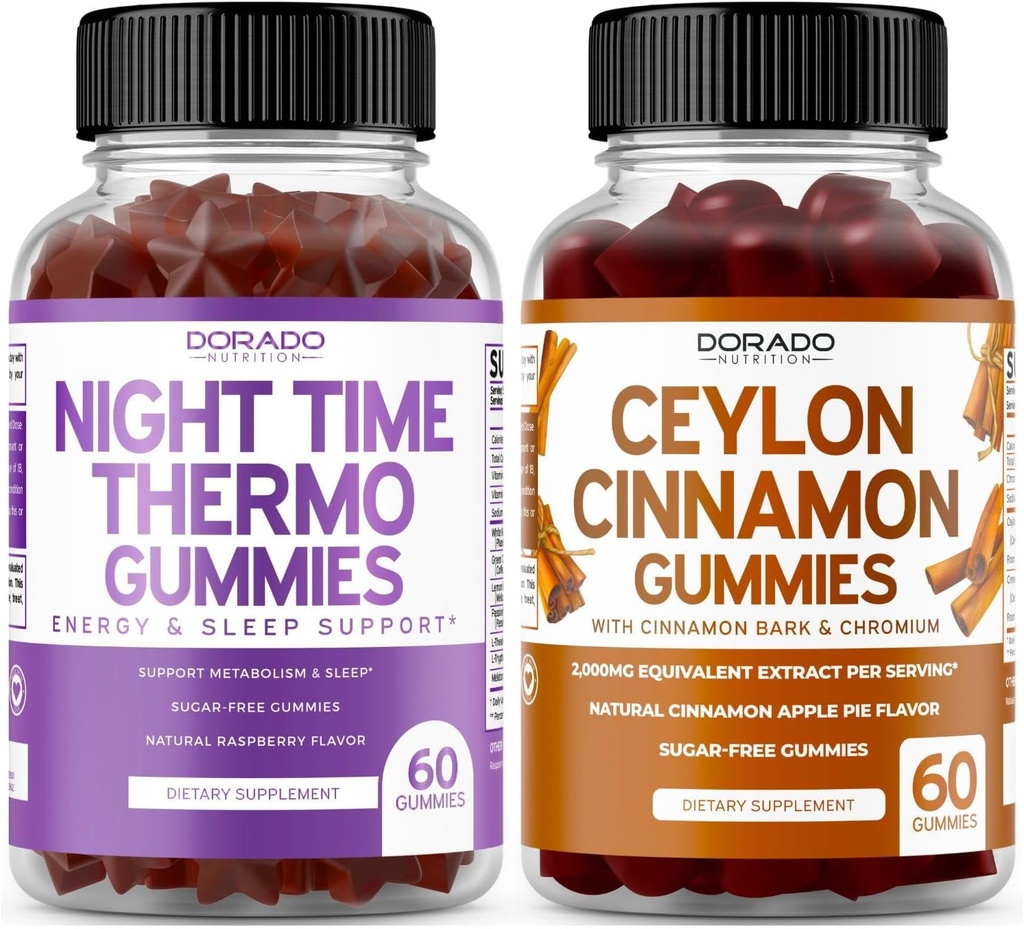 Night Time Fat Burner (60 Gummies) Kilo kaybı ve Metabolism Raspberry Flavored Melatonin Supplement ve Ceylon Cinnamon (60 Capsule) Digestion General Wellness Support Supplement - Vegan & Made in USA
