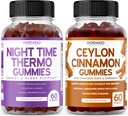 Night Time Fat Burner (60 Gummies) Kilo kaybı ve Metabolism Raspberry Flavored Melatonin Supplement ve Ceylon Cinnamon (60 Capsule) Digestion General Wellness Support Supplement - Vegan & Made in USA