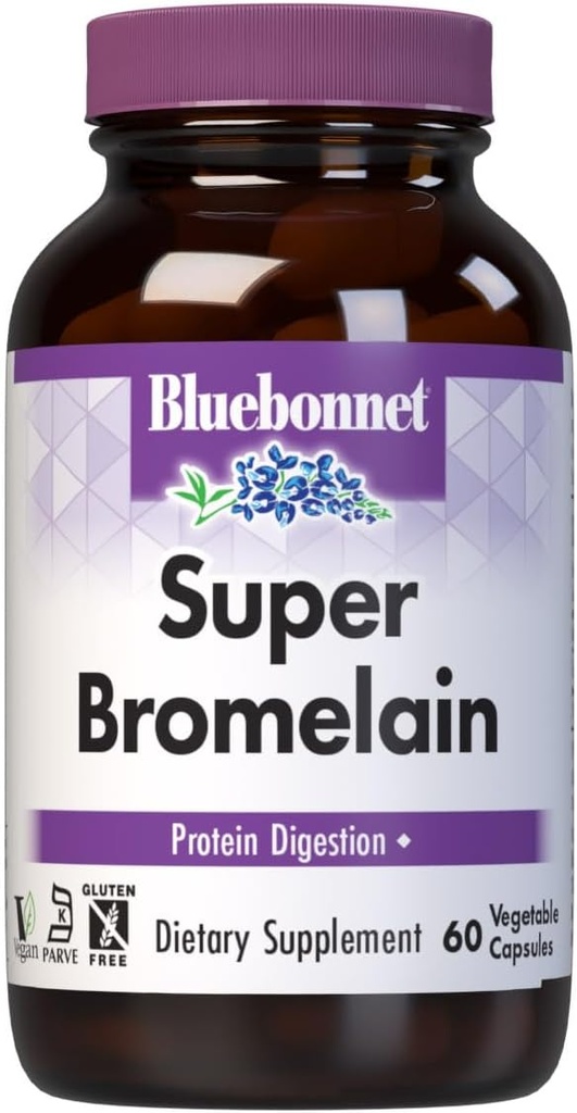 BlueBonnet Super Bromelain Vegetarian Capsules, 500 mg, 60 Count