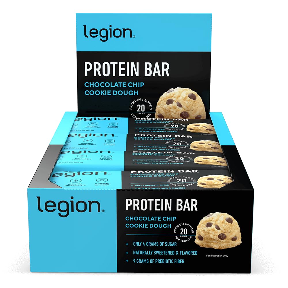 Çikolata Chip Cookie Dough Protein Bar - 100% Whey protein Bars Low Sugar High Protein Prebiyotik Fiber - Soy-Free, Gluten Free, Doğal Flavored, Low Fat, High Protein Bars (12 Count)