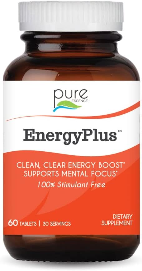 Energy Plus Tarafından Pure Essence - Caffeine Free, All Natural Herbal Energy and Focus Supplement - Smooth, No Jitters No Crash - 60 Tabletler
