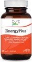 Energy Plus by Pure Essence - Caffeine Free, All Natural Herbal Energy and Focus Supplement - Smooth, No Jitters No Crash - 60 Tablets