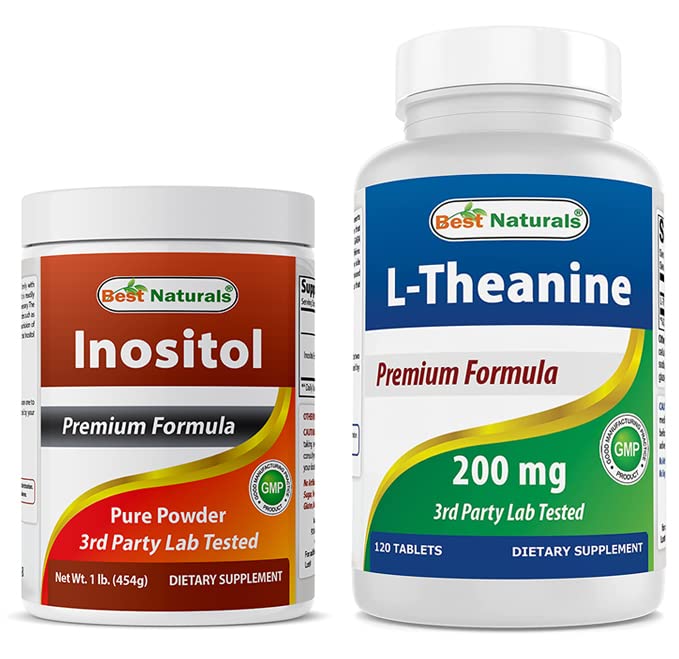 Best Naturals Ινοσιτόλη σε σκόνη 1 Lb & L-Θεανίνη 200mg
