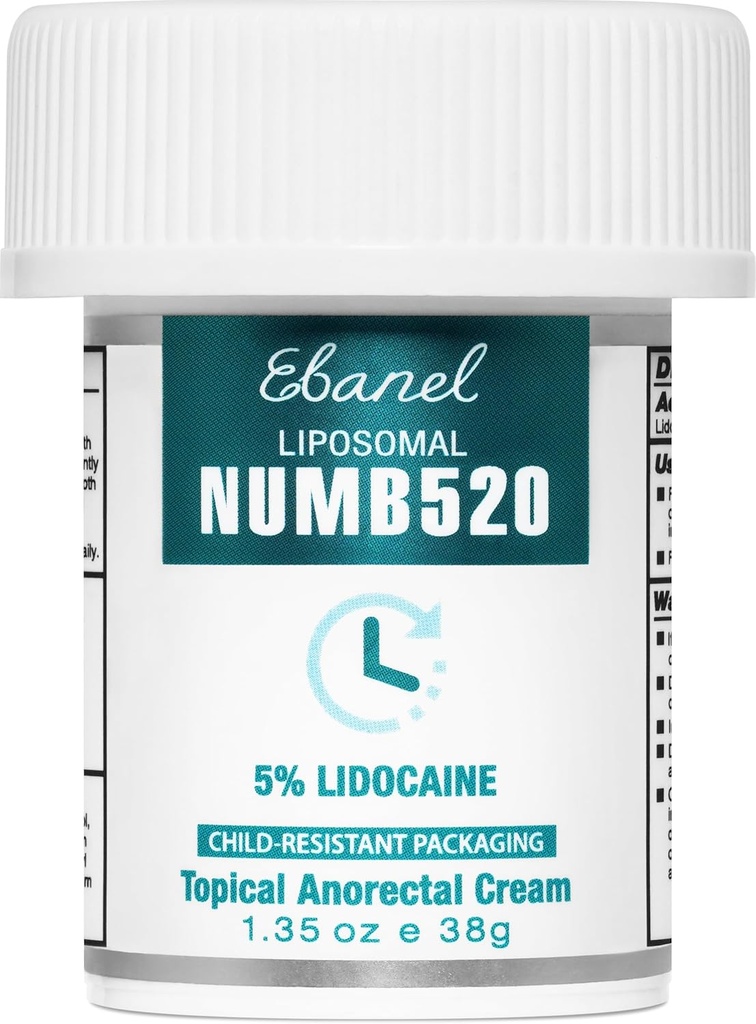 Ebanel% Lidoka Numbing Cream, Pain Relief Burn Itch Numb Cream, Allantoin, Vitamin E for Local and Anorectal Uses, Hemorrhoid Tedavisi, 1.35 Oz
