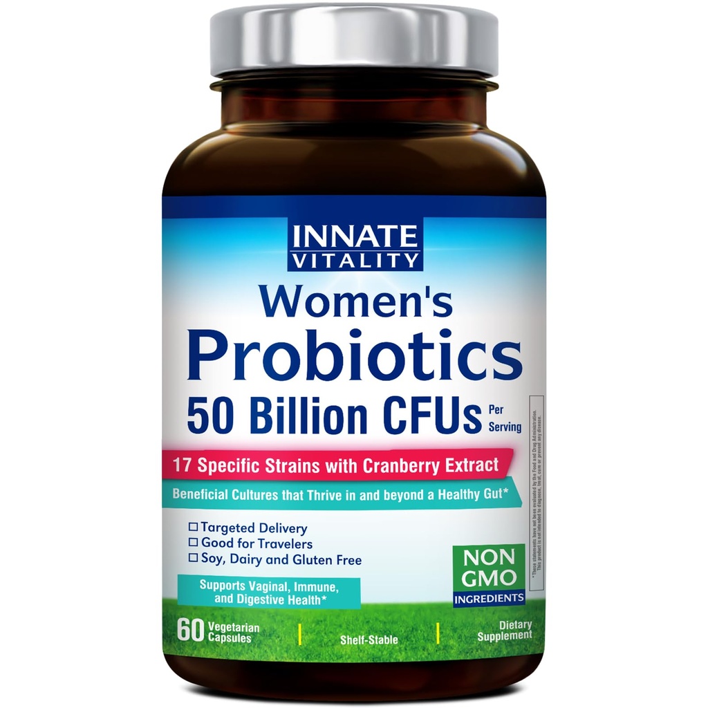 Kadınlar için Probiyotikler, 50 Milyar CFUs, 17 Proven Strains, 60 Veggie Caps, Prebiyotikler ve Cranberry Ekstraksiyon ile Formula,Non-GMO, Supports Vaginal, Digestive and Immune Health