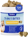 Wellix Köpek Vitaminleri ve Tamamları - Köpekler, Skin & Coat, Hareketli Destek, Hip & Ortak Supplement, Immune System & General Health (120 Chews) için Çokvitamin Çekilebilir Tedaviler