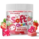 Iron Soft Chews Supplement with Vitamin C | Strawberry Flavored | Gluten Free | Iron Supplement for Women Men and Kids | 60 Count | 2 Ay Supply