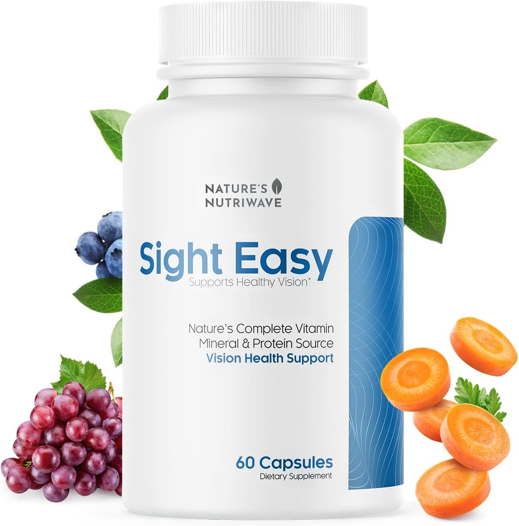 SIGHT EASY – Eye Vitamins & Mineral Supplements with Lutein & Zeaxanthin, C, Vitamin E, çinko ve Bilberry for Health Vision and Eye Function Support - 60 Capsules, 1 Moon Supply
