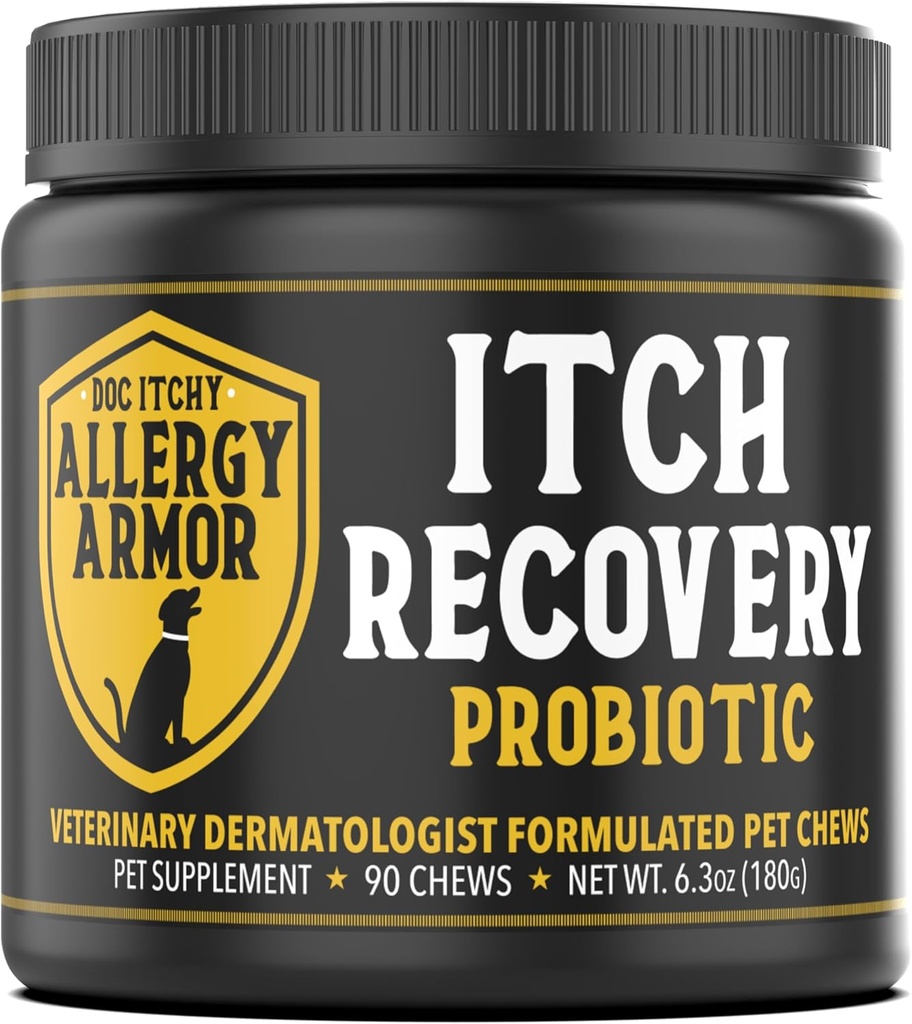 Doc Itchy: Alerji Zırhı Buch Recovery Probiyotik | Dog Chews | Klinik-Strength, Medically Researched | Restore Gut & Skin Health | Antialerjik & Itch | Gıda Güvenli | Vegan | 90 Kont