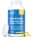 Triglyceride Omega 3 Fish Oil – High EPA & DHA for Eye, Joint, Heart & Brain Support – Omega-3 Fatty Acids – Lemon Flavor – 180 Softgels – 90 Day Supply