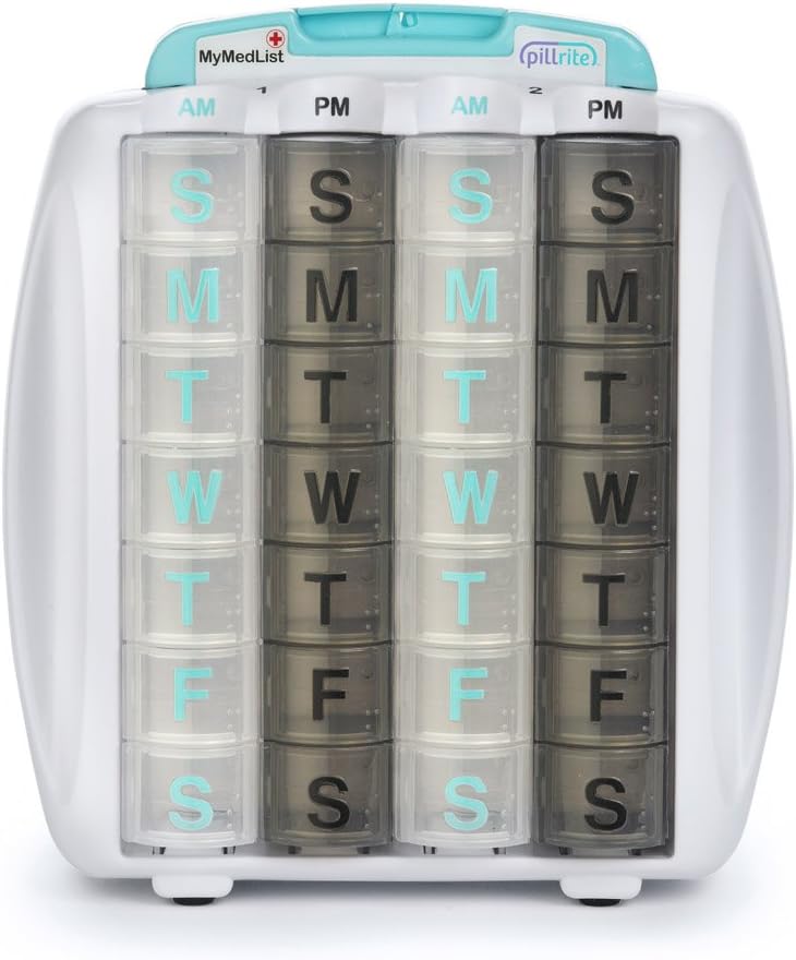 İlaç ve Supplement Pillbox Organizer, 3 3 3⁄4 x 7'de - 28 Günlük Tıp Sorter - FSA ve HSA Eable - Aylık İlaç Yapıştırıcı - Kolay - 4 Hafta Pilleç - Seyahat Dostu