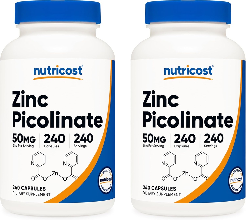 Nutricost çinko Picolinate 50 mg, 240 Vegetarian Capsules (2 Şişeler) - Gluten Free and Non-GMOMO